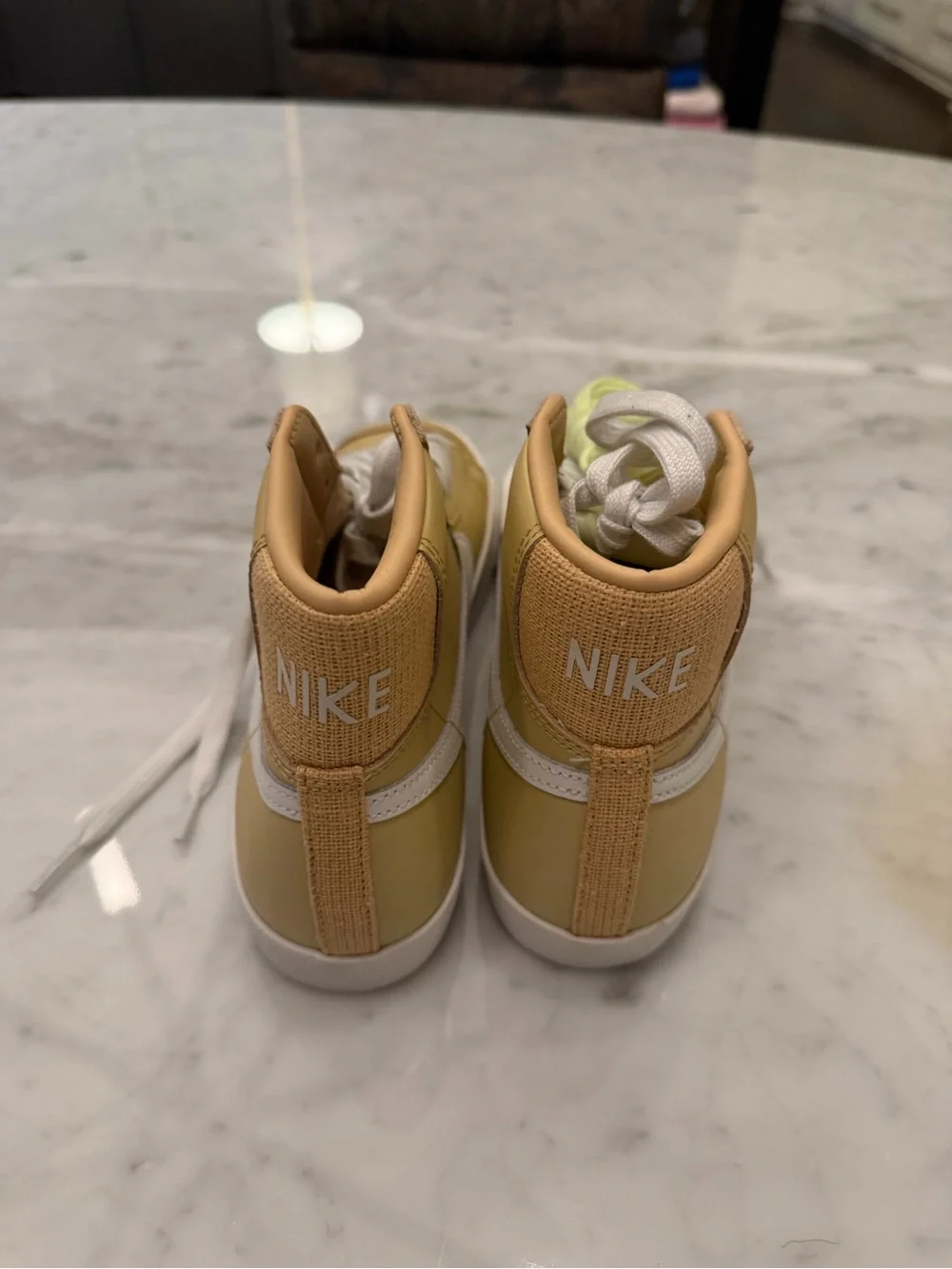 Nike Women’s High-Top Sneakers in Pale Yellow with White Soles